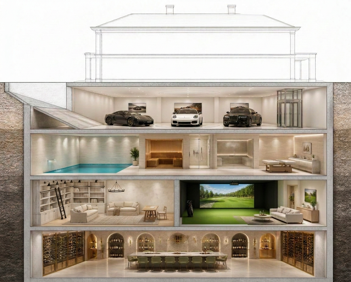 Isometric cutaway of a Melbourne home showing the subterranean spaces beneath it